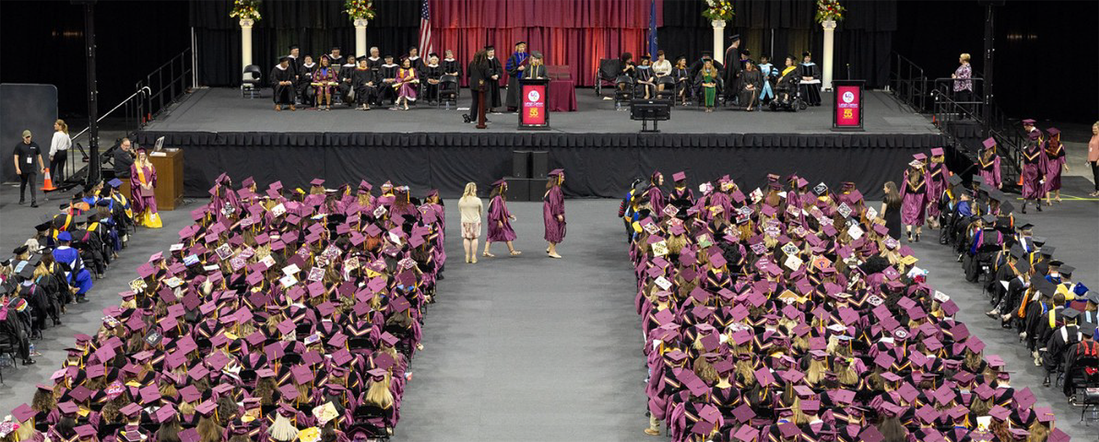 Overhead view of commencement ceremony.
