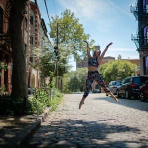 Sam Fruhwirth jumps up in the air.