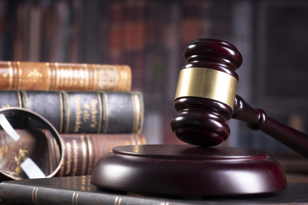 Gavel and books